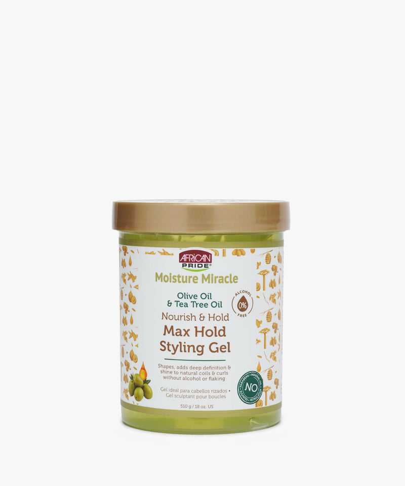 African Pride Moisture Miracle Olive Oil & Tea Tree Oil Nourish & Hold Max Hold Styling Gel 510 gr.