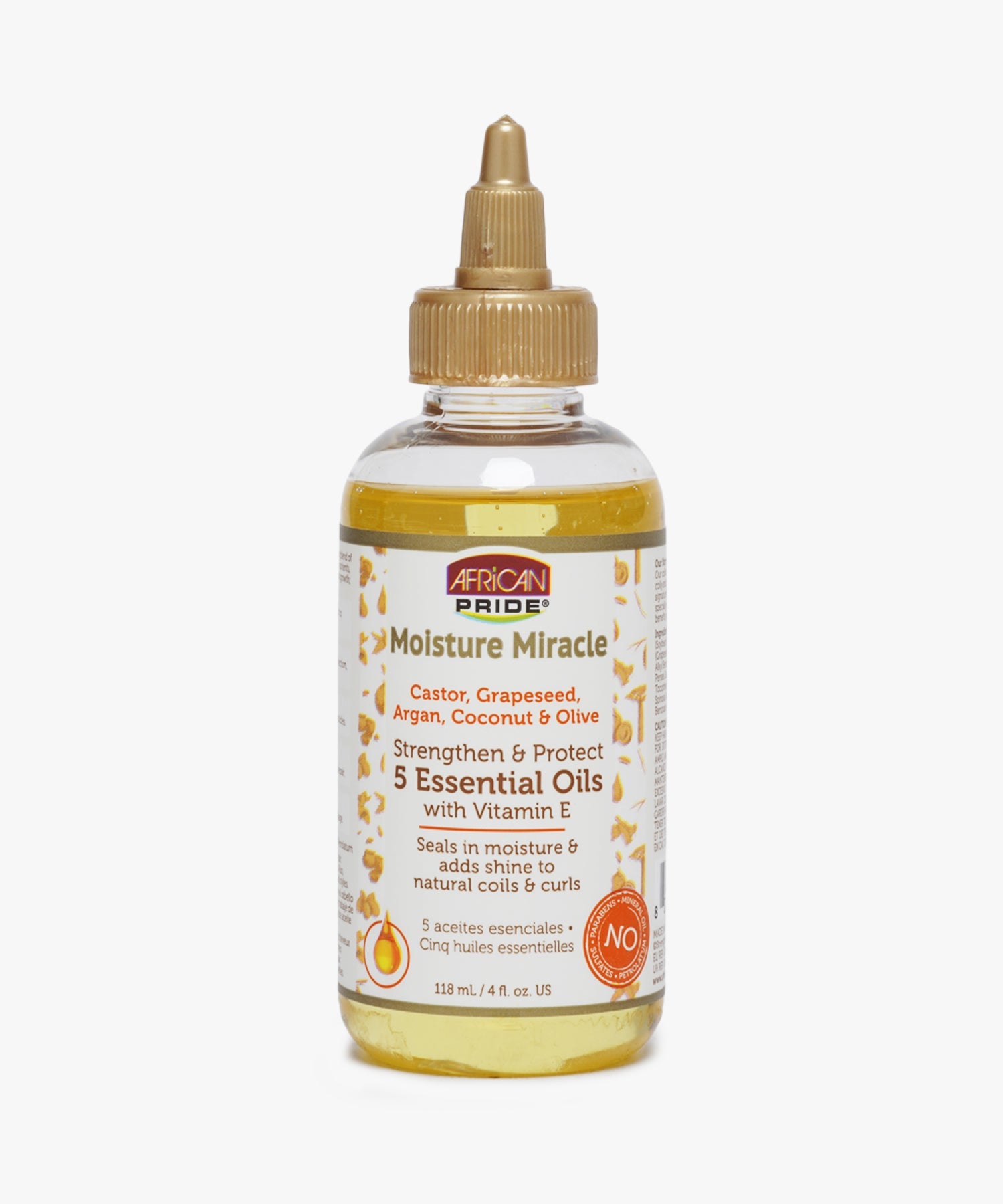 African Pride Moisture Miracle Castor, Grapeseed, Argan, Coconut & Olive Strengthen & Protect 5 Essential Oil with Vitamin E 118