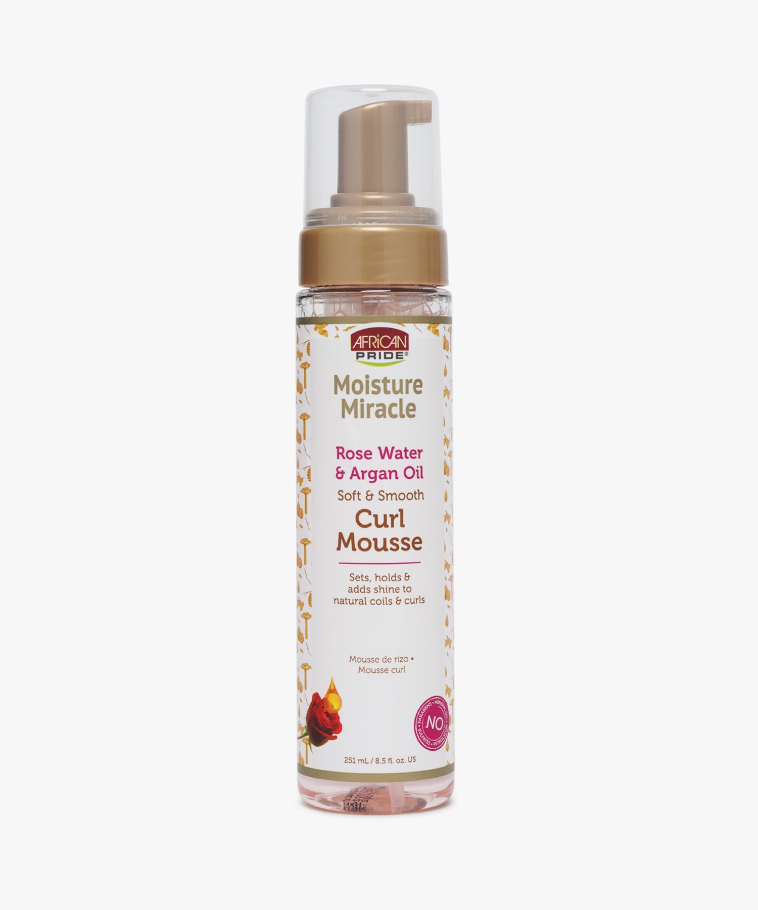 African Pride Moisture Miracle Rose Water & Argan Oil Soft & Smooth Curl Mousse 251 ml