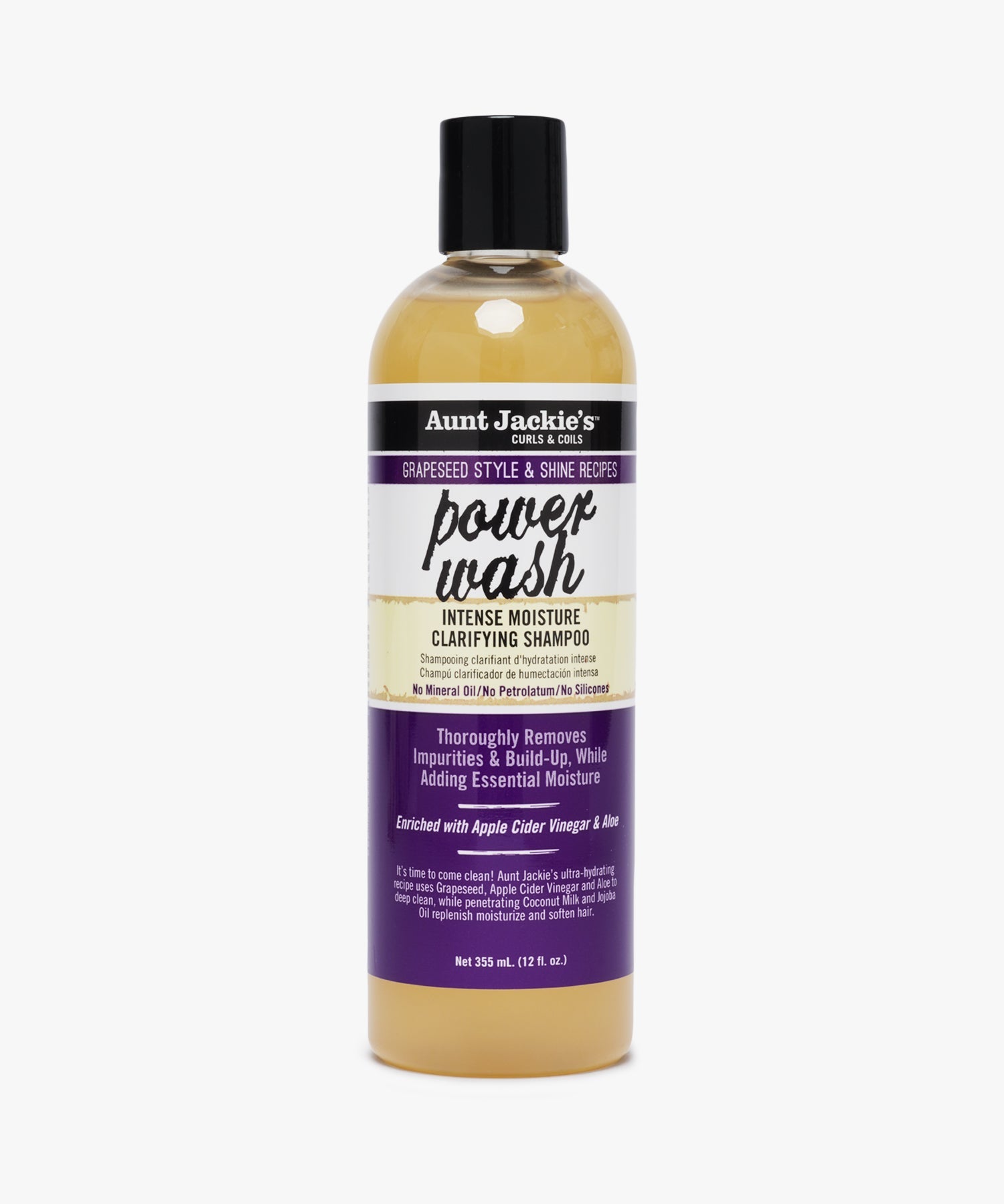 Aunt Jackie's Grapeseed Style & Shine Recipes Power Wash Intense Moisture Clarifying Shampoo 355 ml
