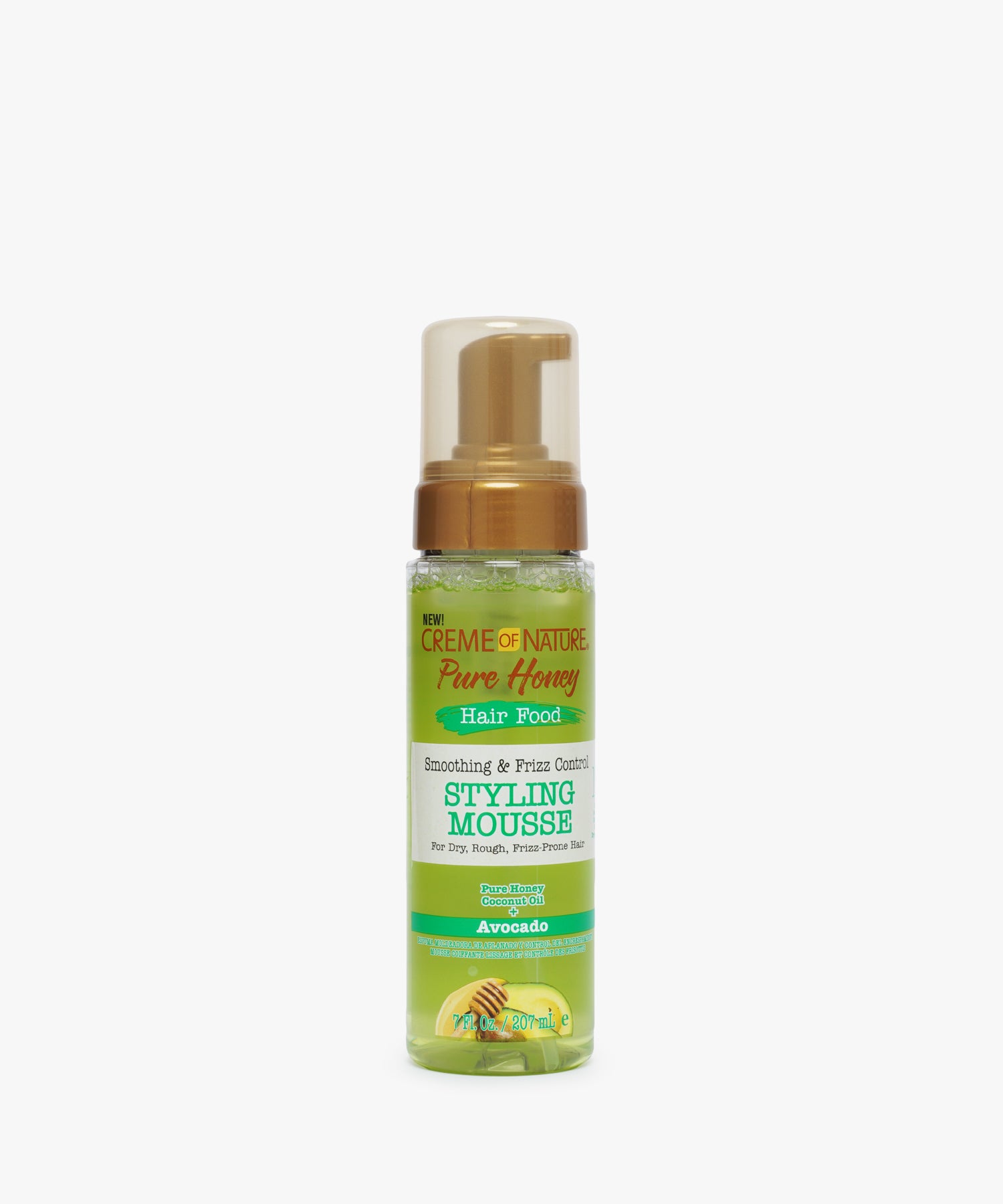Creme of Nature Pure Honey Hair Food Smoothing & Frizz Control Styling Mousse (Pure Honey Coconut Oil + Avocado) 207 ml