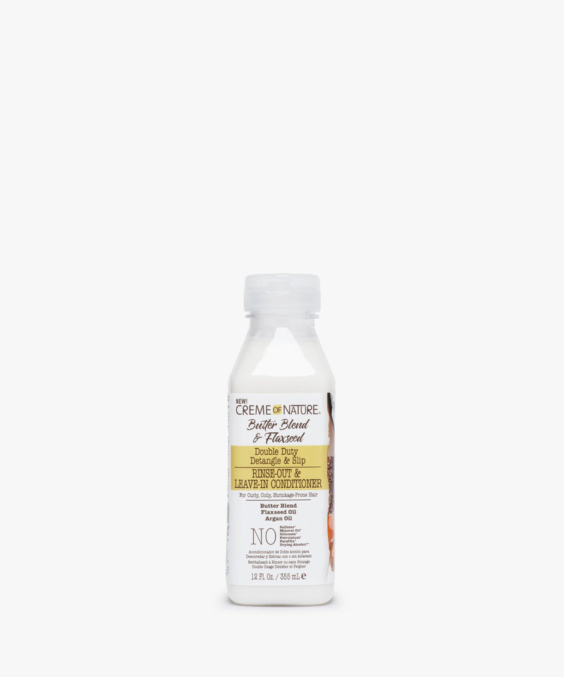 Creme of Nature Butter Blend & Flaxseed Double Duty Detangle & Slip Rinse-Out & Leave-In Conditioner 355 ml