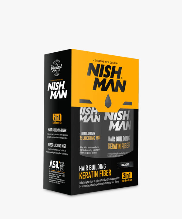 Nishman 2 In 1 Keratin Fiber Kit #Black