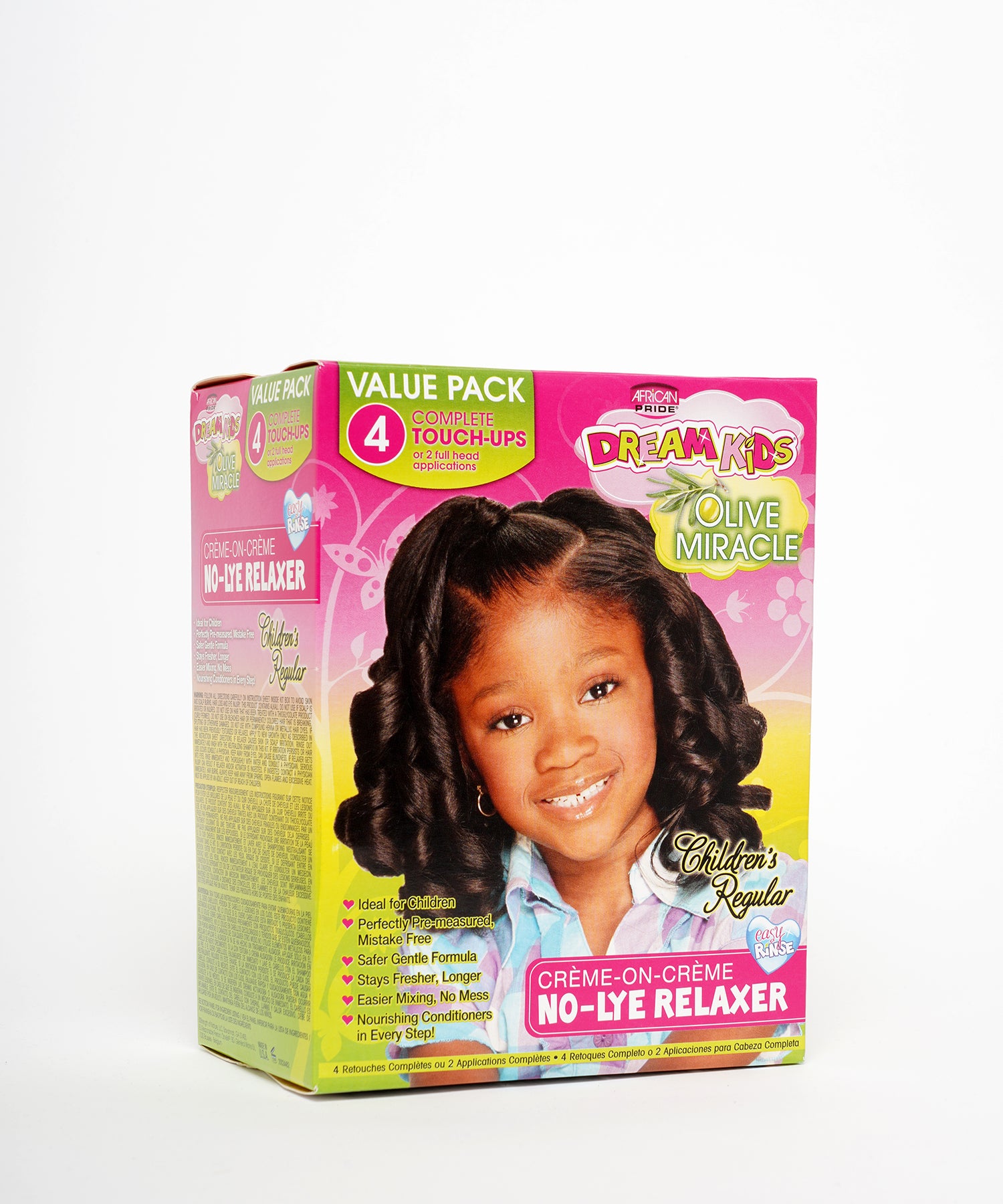 African Pride Dreamkids Olive Miracle No-Lye Relaxer (Regular) (4 Complete Touch-Ups / 2 Full Head Applications)