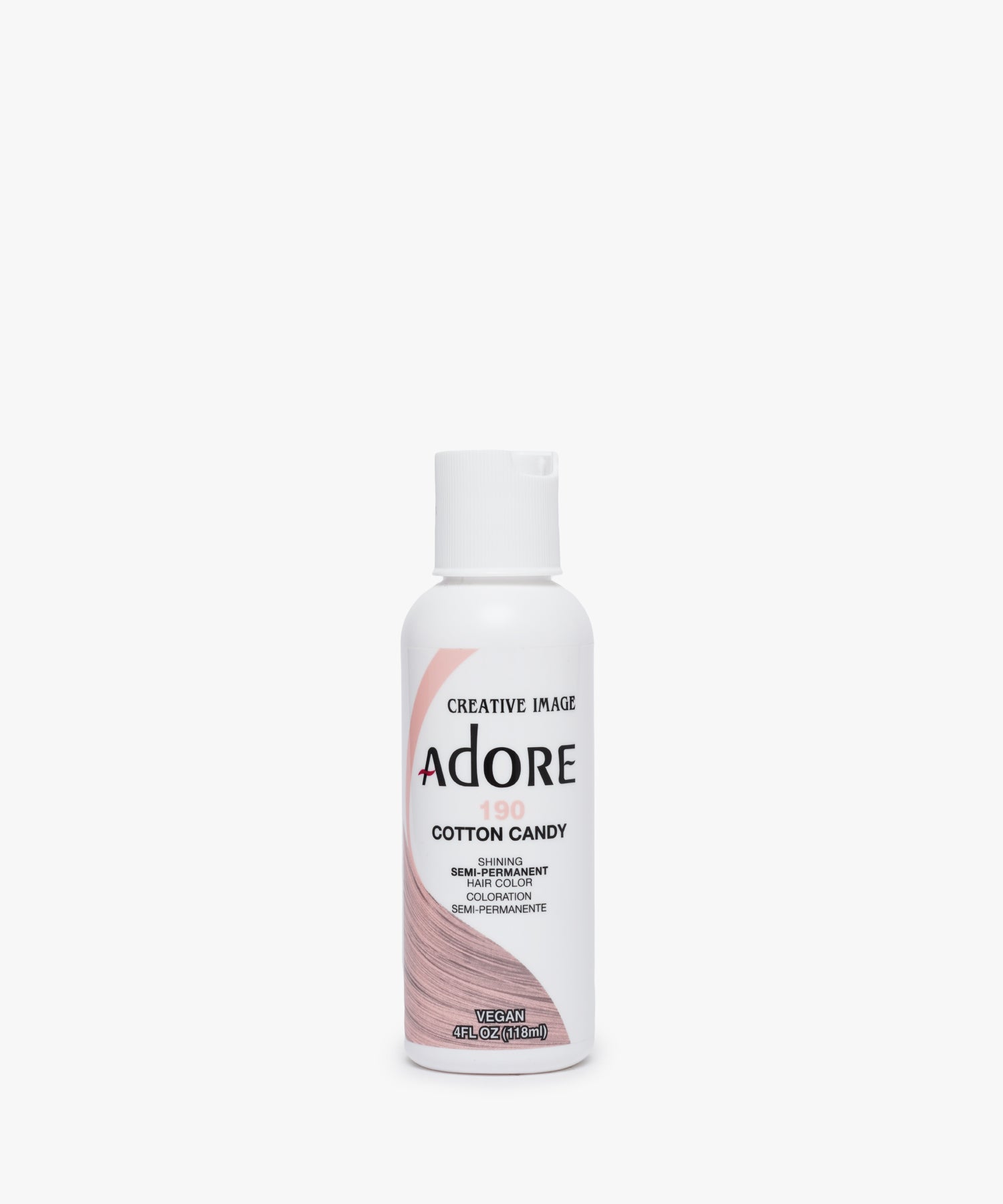 Adore Haarkleur 190 Cotton Candy 118 ml – zachte, semipermanente pastelroze haarverf, vegan en zonder peroxide.