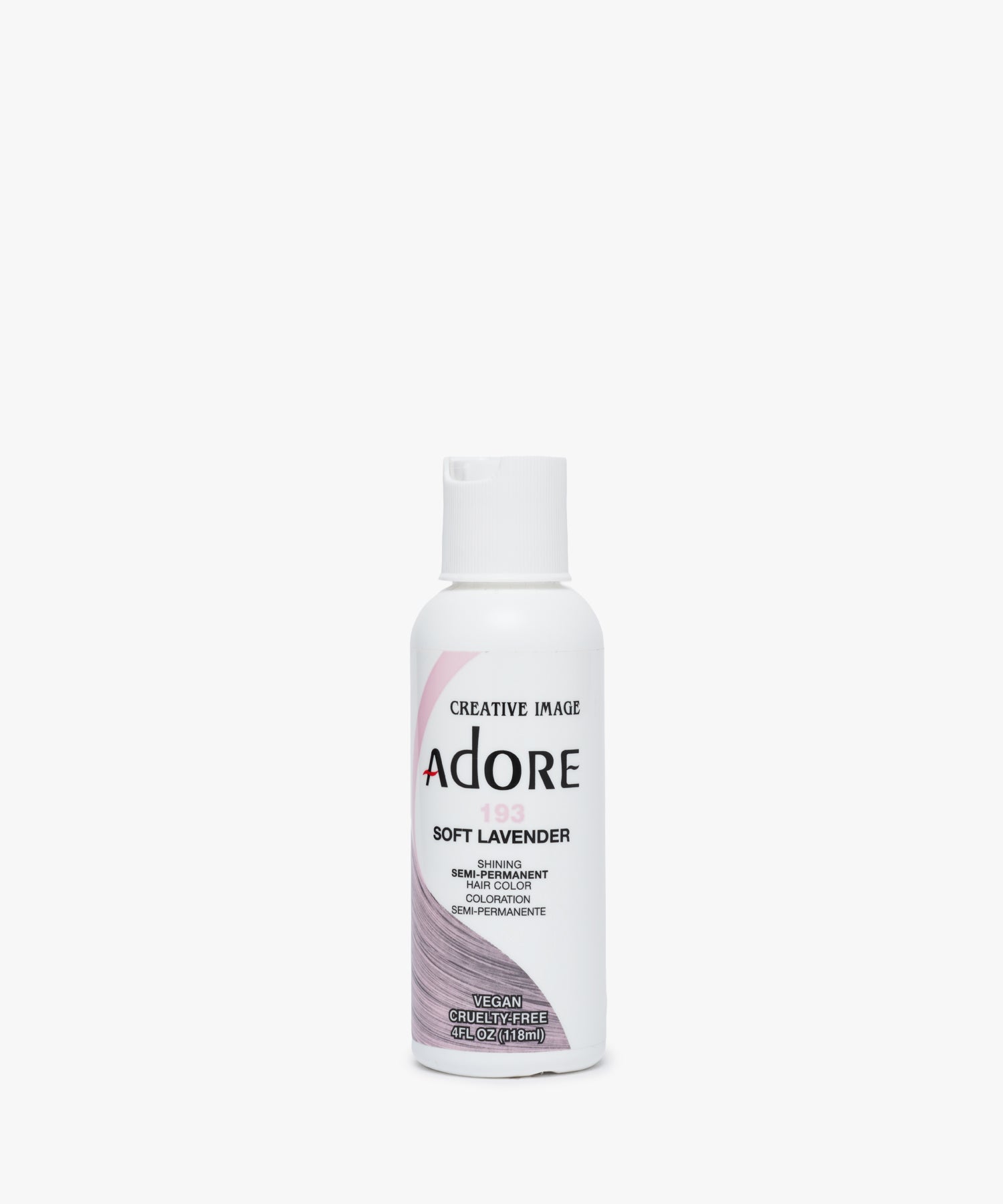 Adore Haarkleur 193 Soft Lavender 118 ml – zachte, semipermanente pastel paarse haarverf, vegan en zonder peroxide.