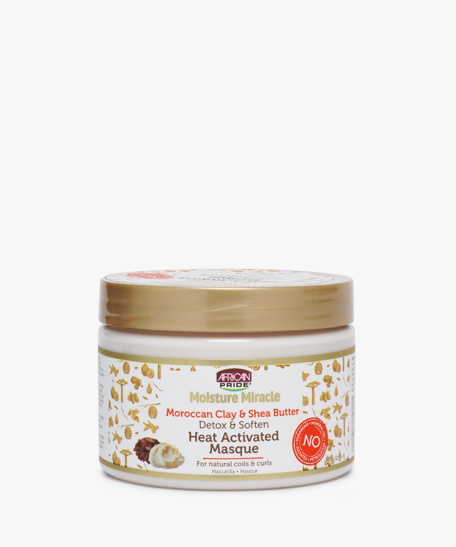 African Pride Moisture Miracle Moroccan Clay & Shea Butter Detox & Soften Heat Activated Masque 340 gr.