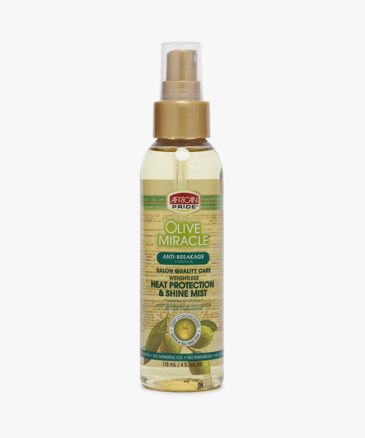 African Pride Olive Miracle Salon Quality Care Weightless Heat Protection & Shine Mist 118 ml