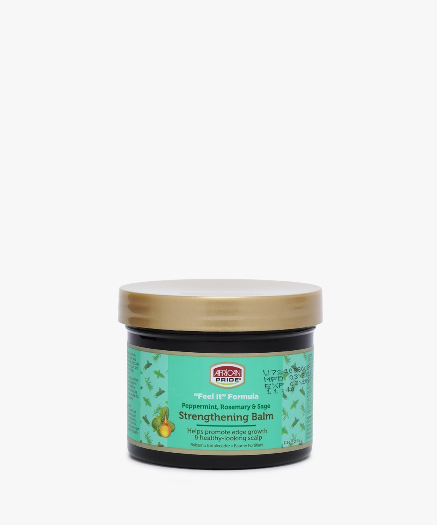 African Pride "Feel It"" Formula Peppermint, Rosemary & Sage Strengthening Balm 11 gr."