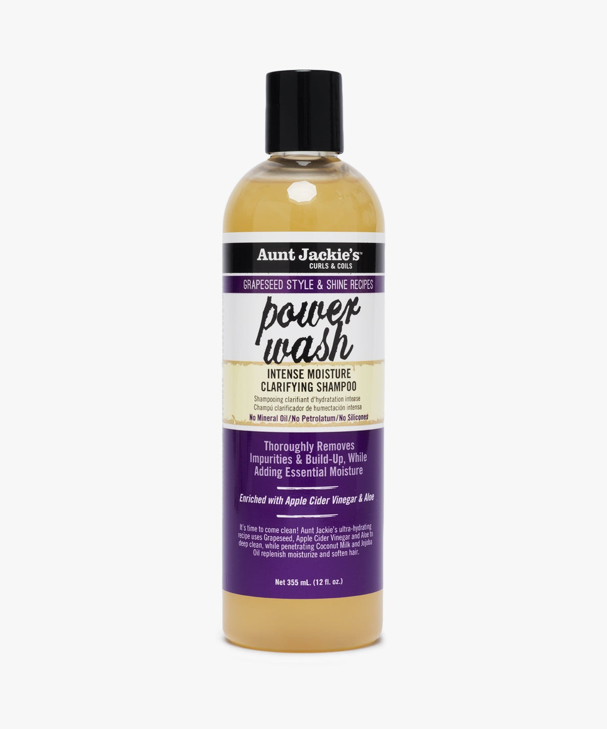 Aunt Jackie's Grapeseed Style & Shine Recipes Power Wash Intense Moisture Clarifying Shampoo 355 ml