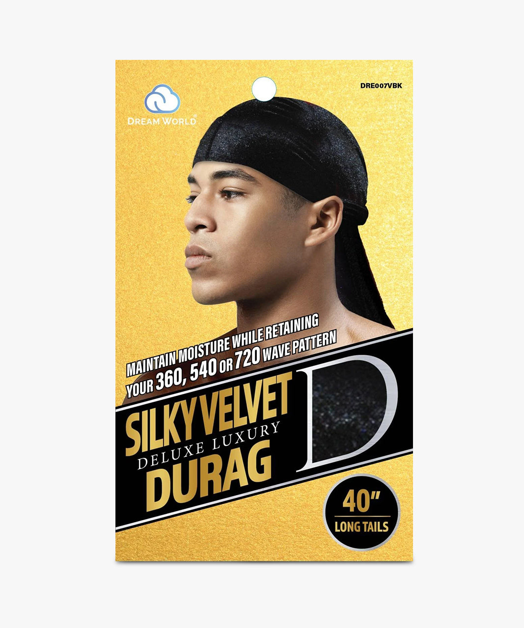 Dream World Silky Velvet Durag (Black) #DRE007VBK