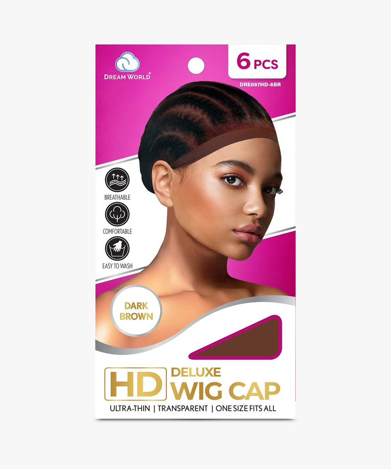 Dream World HD Deluxe Wig Cap 6 Pcs Dark Brown #DRE097HDNA-6BR