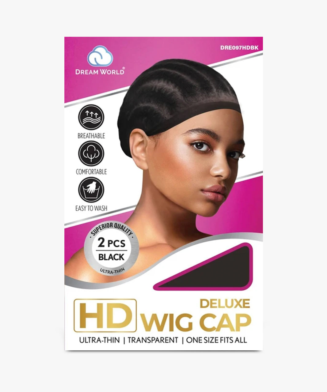 Dream World HD Deluxe Wig Cap 2 Pcs Black #DRE097HDBK