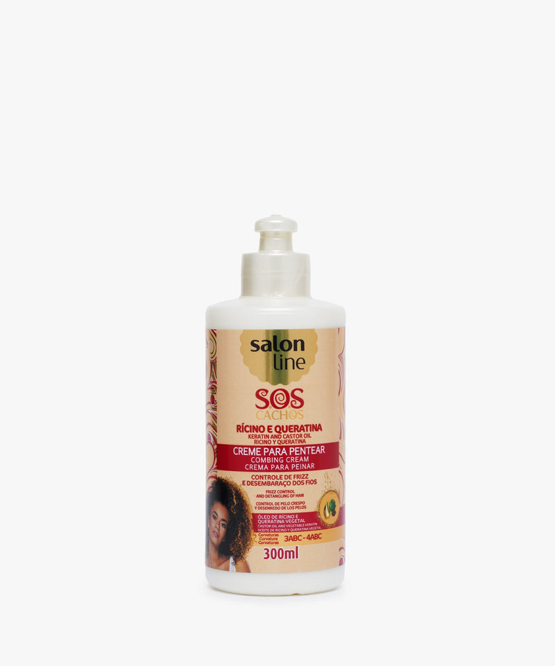 Salon Line S.O.S Cachos Ricino E Queratina (Keratin & Castor Oil) Combining Cream 300 ml